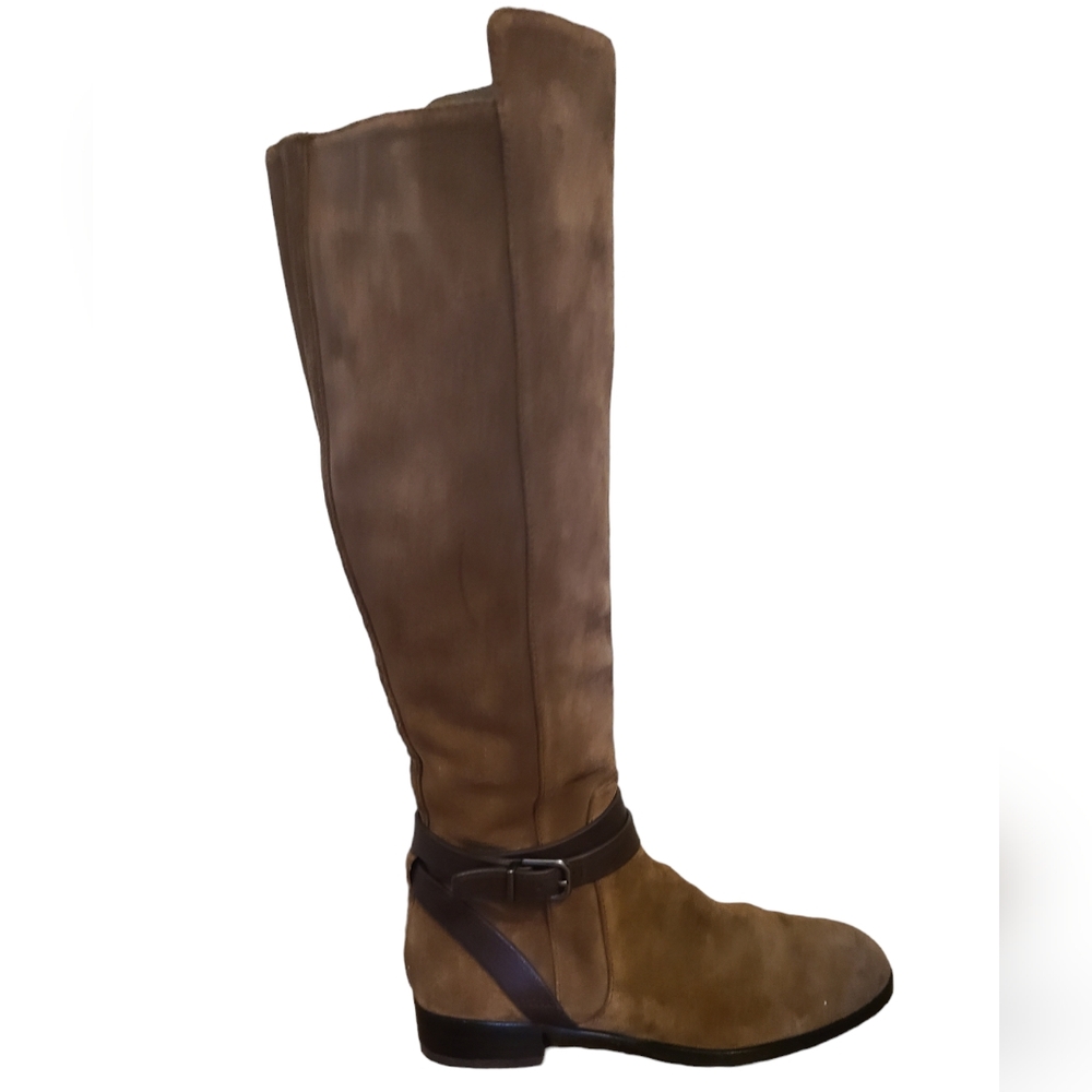 Via Spiga Prish suede riding boot, stacked heel, leather strap with buckle - Picture 3 of 10